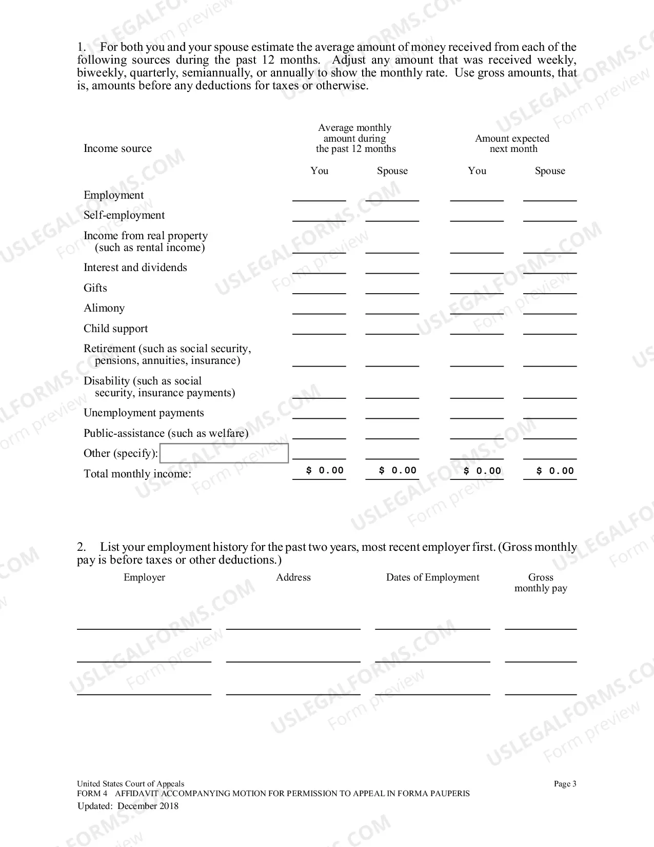 Preview Form 4 Motion/Financial Affidavit(for all non-CJA cases)