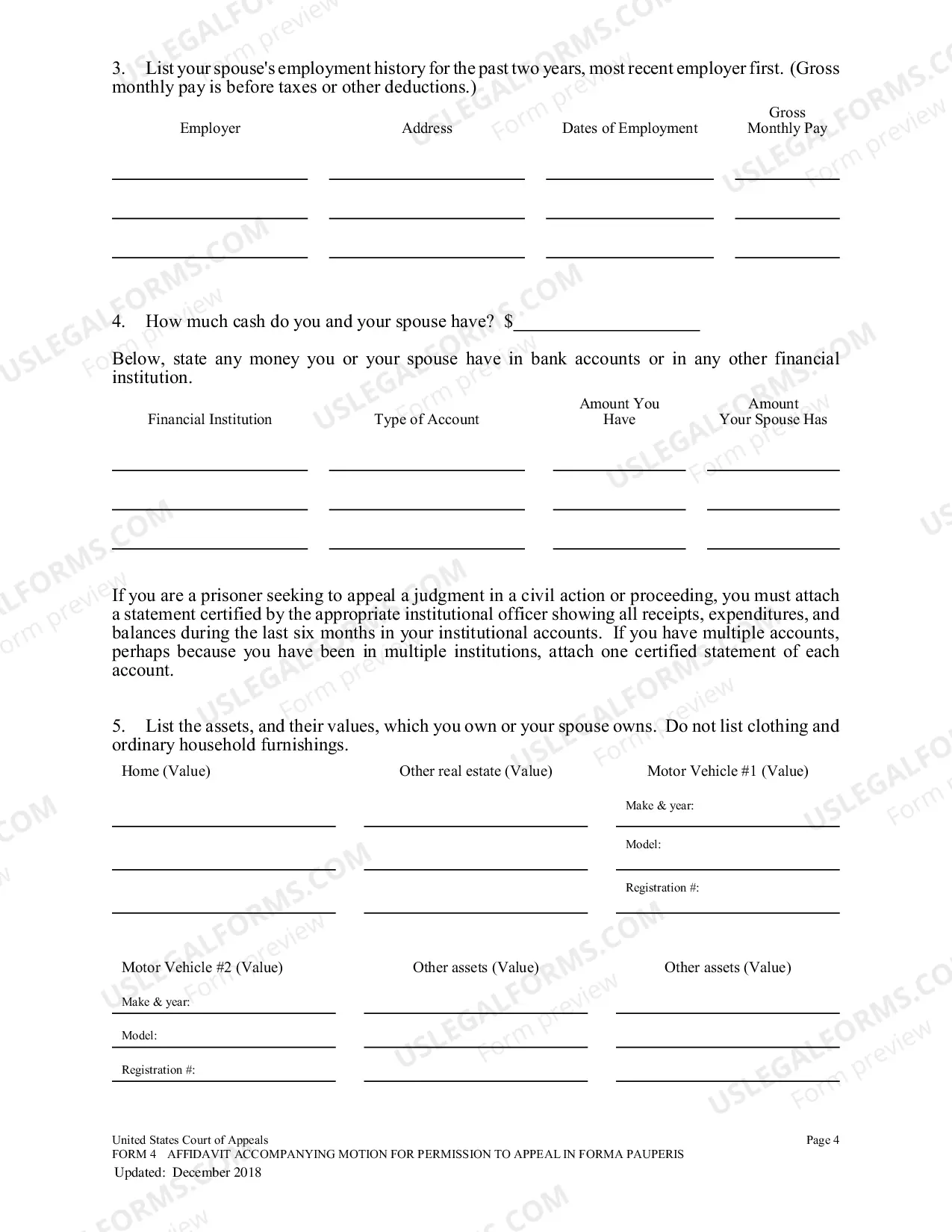 Preview Form 4 Motion/Financial Affidavit(for all non-CJA cases)