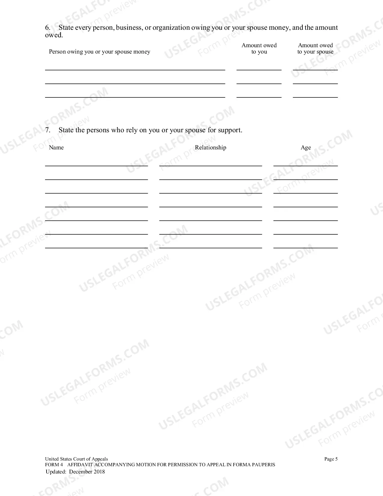 Preview Form 4 Motion/Financial Affidavit(for all non-CJA cases)