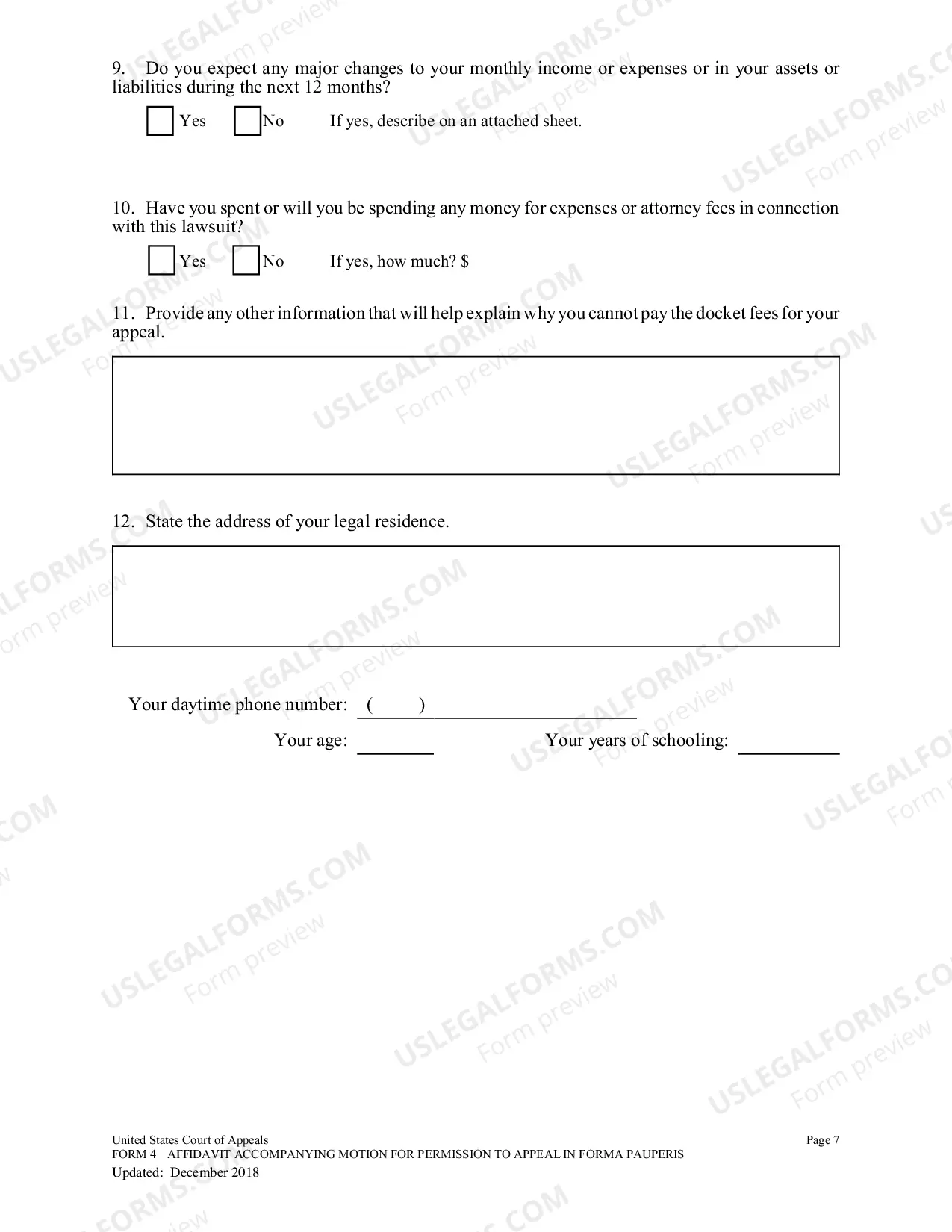 Preview Form 4 Motion/Financial Affidavit(for all non-CJA cases)