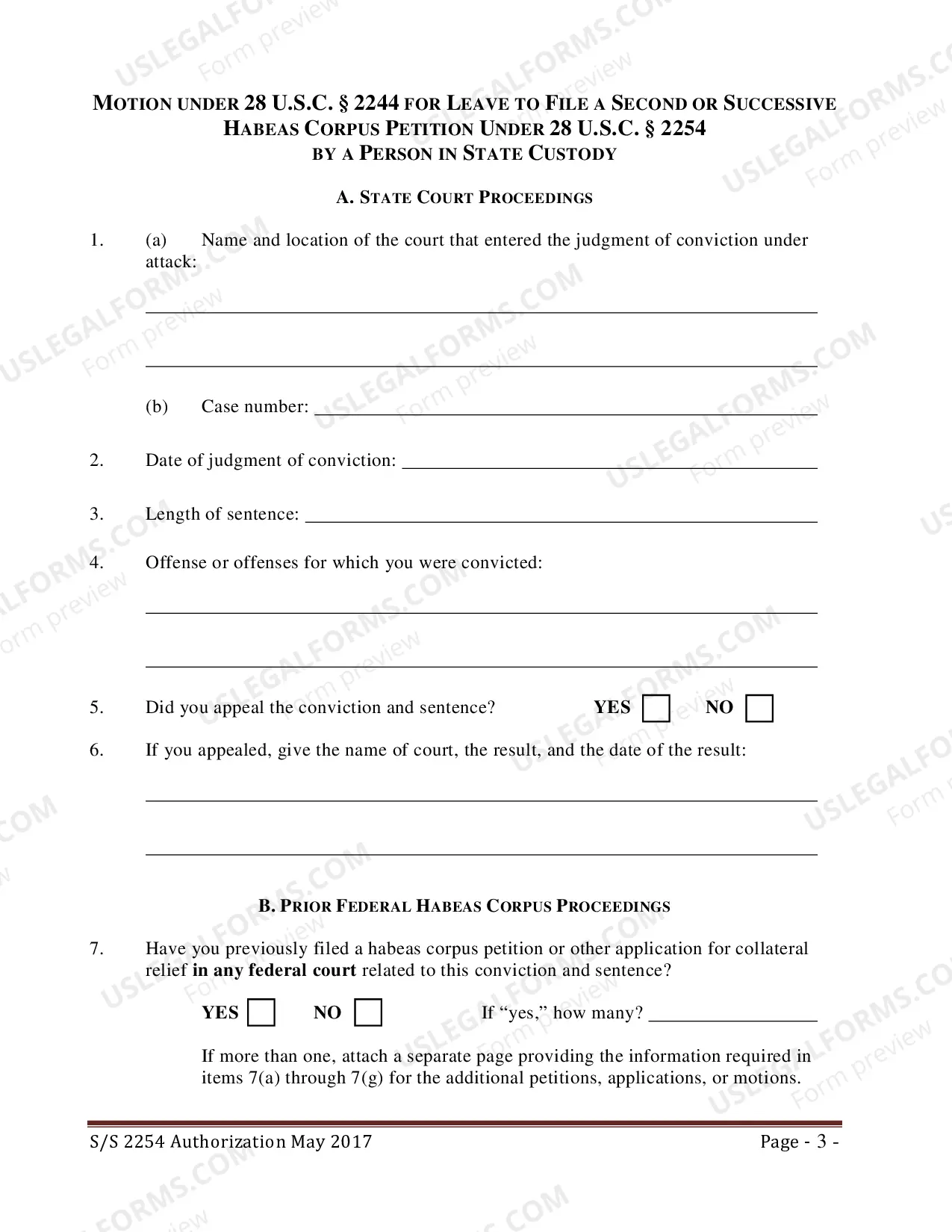Preview Application for Second or Successive Petition Under 28 U.S.C. 2254 (state)