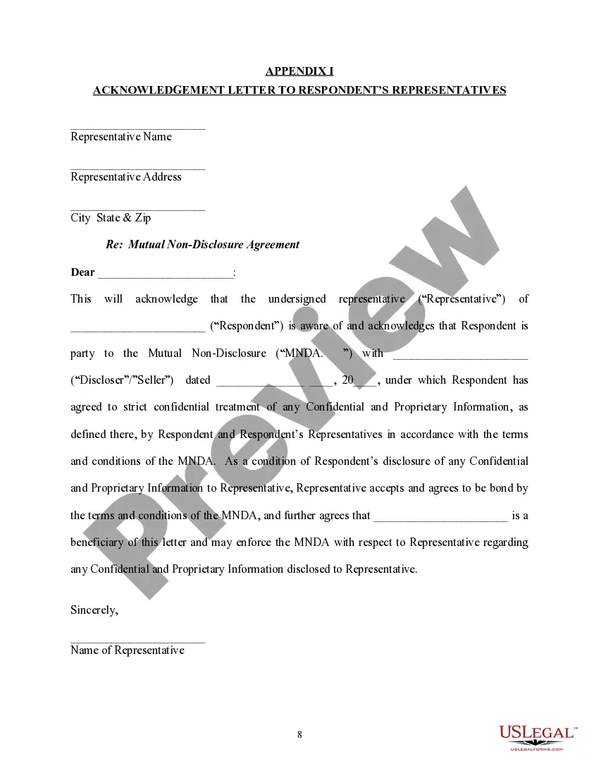 Preview Mutual Non-Disclosure Agreement with Public Authority