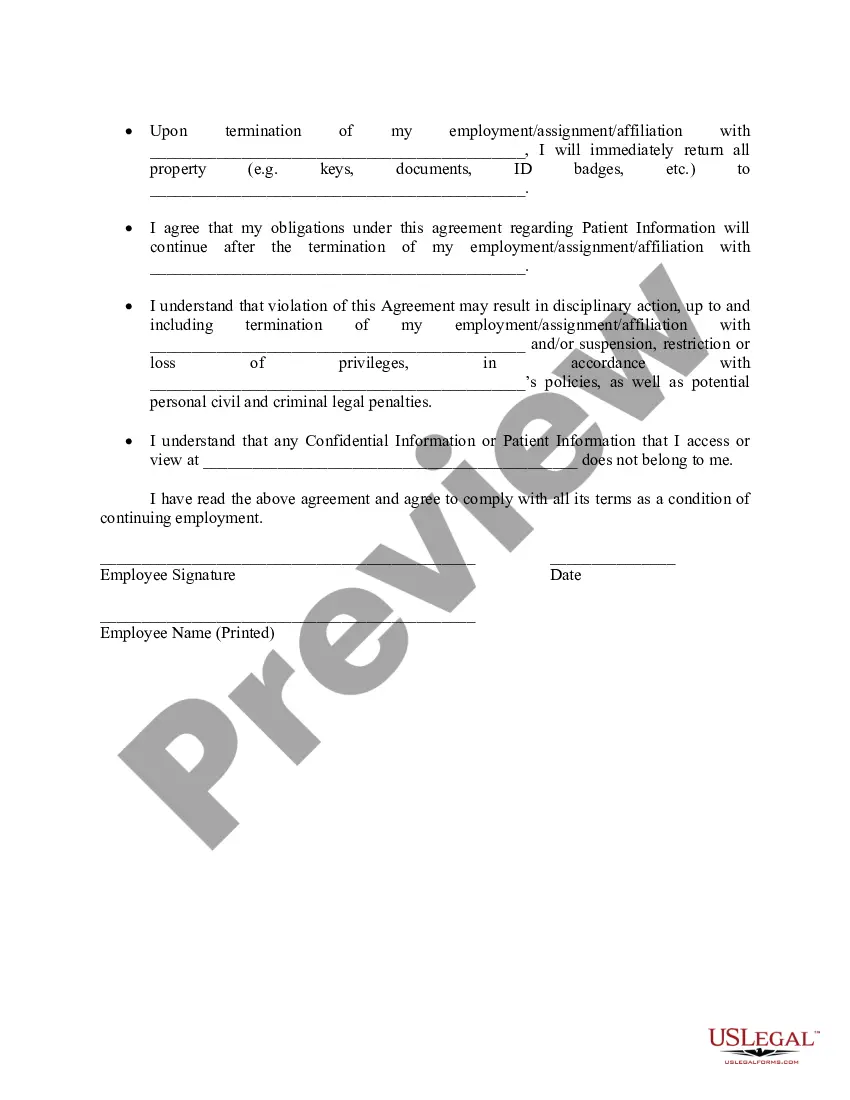 Preview Employer and Employee Confidentiality Agreement