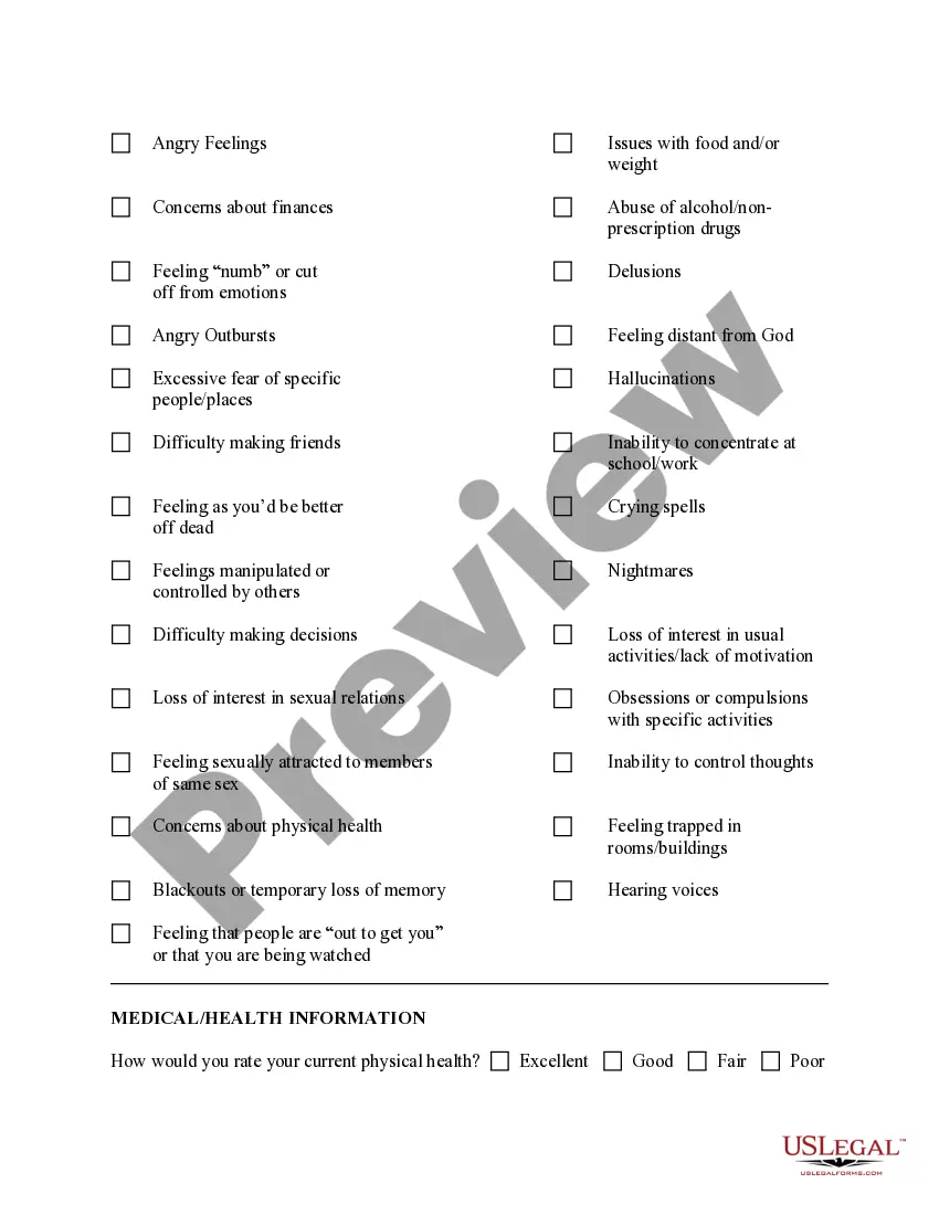 Preview Intake Form - Adult and Therapist