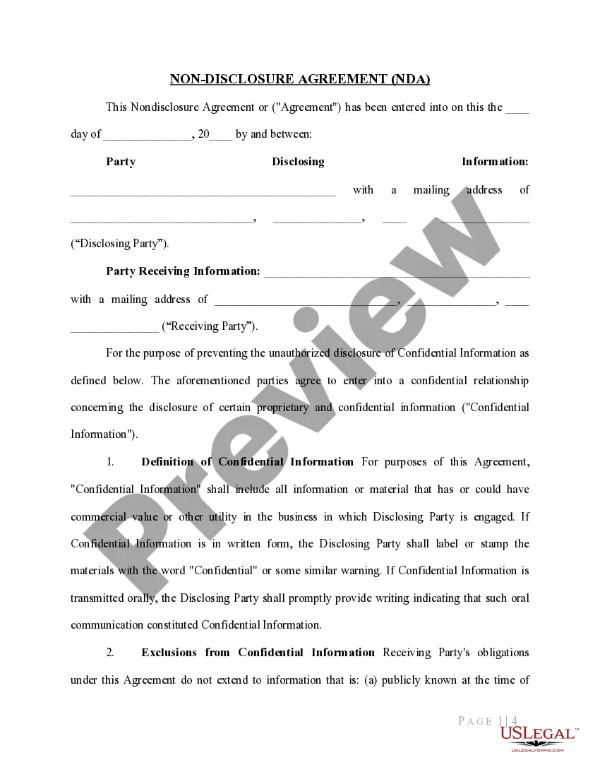 Preview Basic NonDisclosure Agreement
