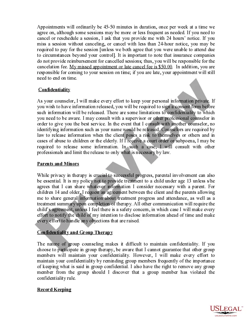 Get Informed Consent, Confidientiality Statement with Policy and Goals Statement for Counseling Preview Informed Consent, Confidientiality Statement with Policy and Goals Statement for Counseling