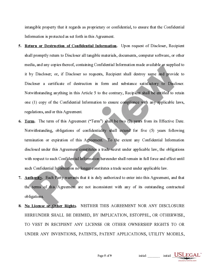 Preview Reciprocal Confidientiality Agreement