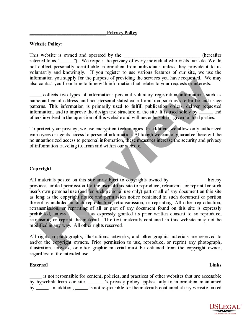 Preview Website and Content Privacy Policy