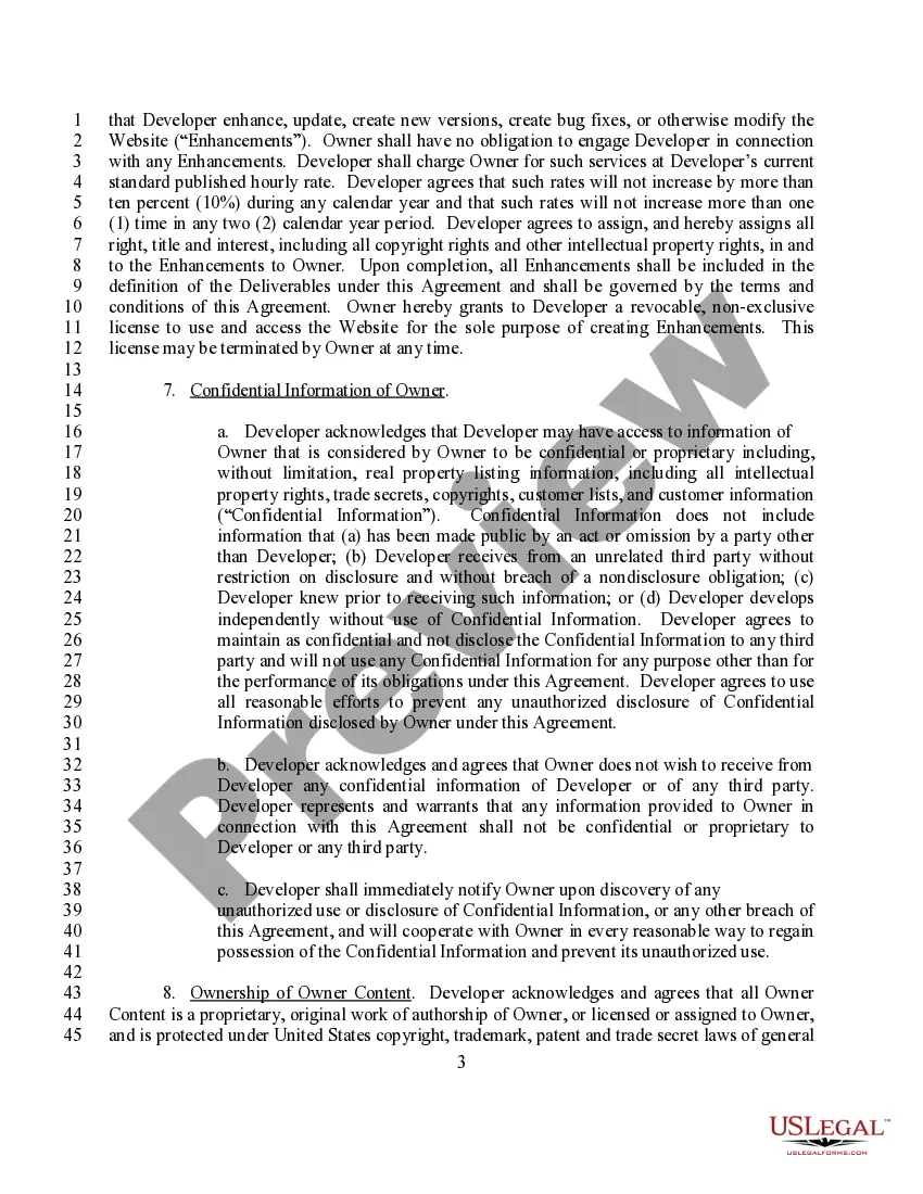 Get Website Development Agreement with Confidentiality Clause Preview Website Development Agreement with Confidentiality Clause