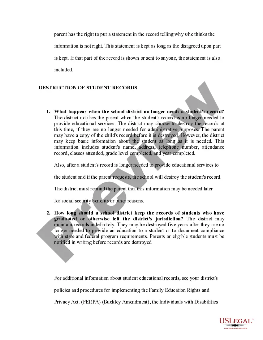 Get FAQs concerning the Educational Records of Students with Disabilities Preview FAQs concerning the Educational Records of Students with Disabilities
