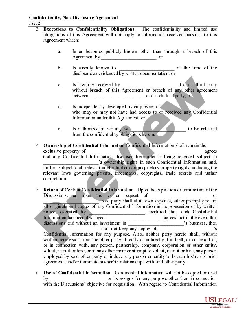 Get Non-Disclosure Agreement between Two Businesses Preview Non-Disclosure Agreement between Two Businesses