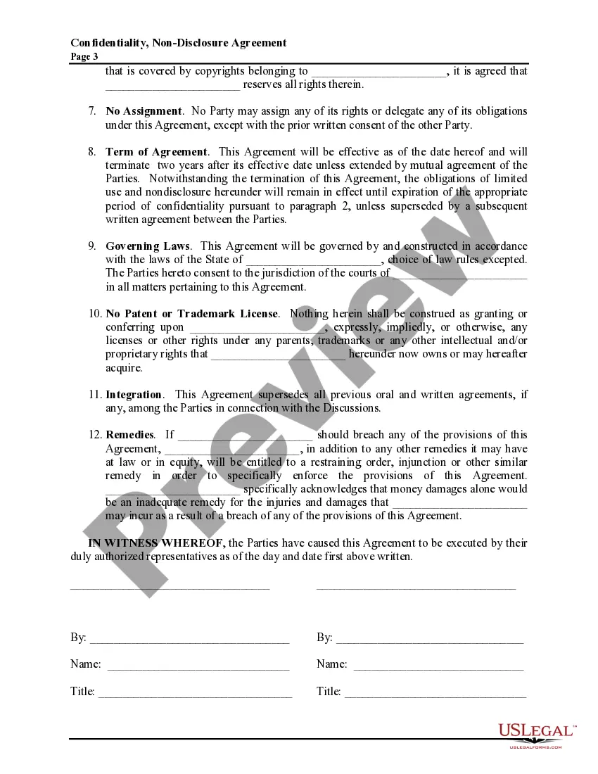 Get Non-Disclosure Agreement between Two Businesses Preview Non-Disclosure Agreement between Two Businesses