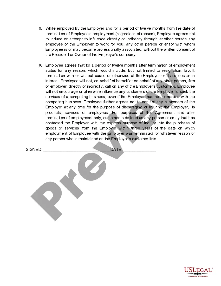 Preview Confidentiality Agreement for Food Service Workers