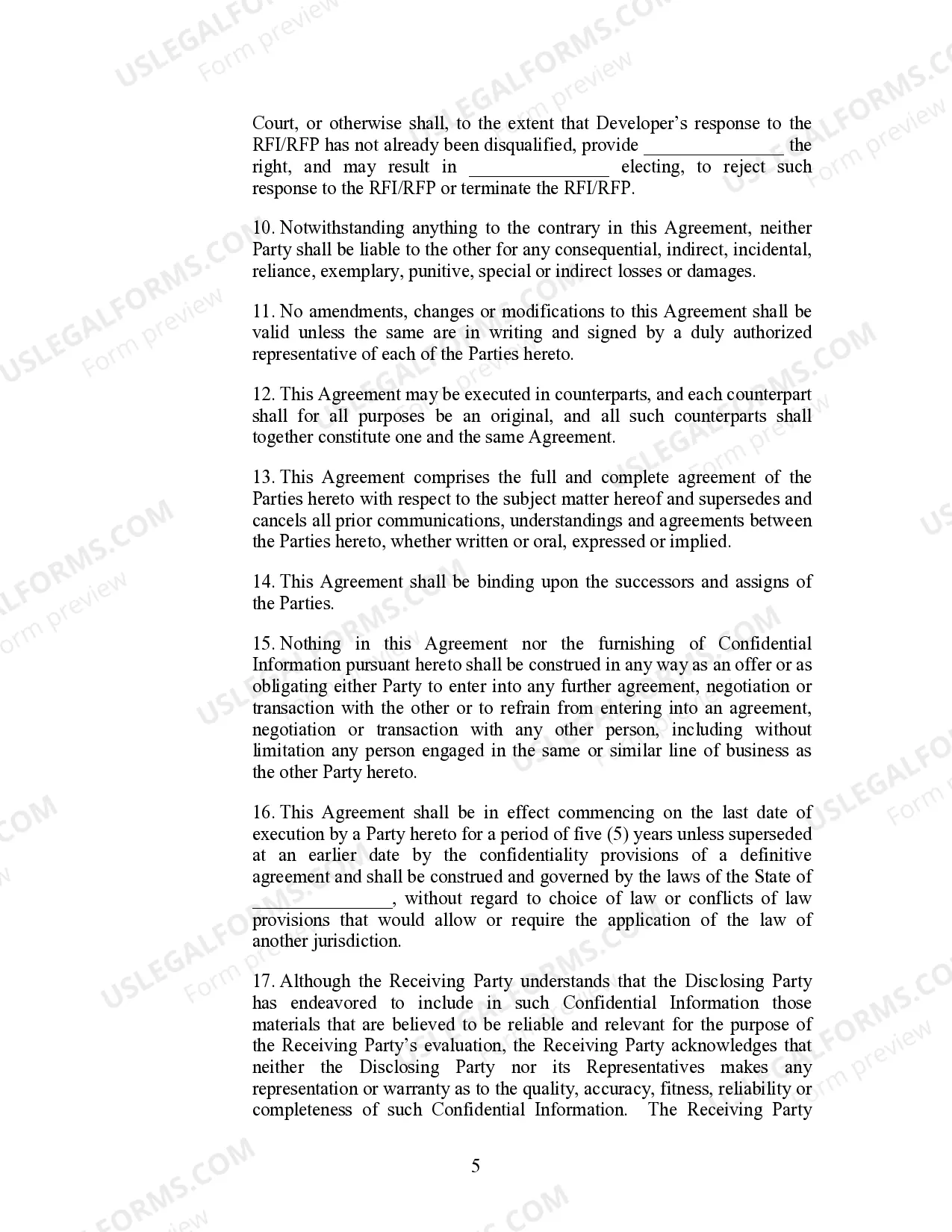 Preview Confidentiality Agreement between Electric Company and Developer