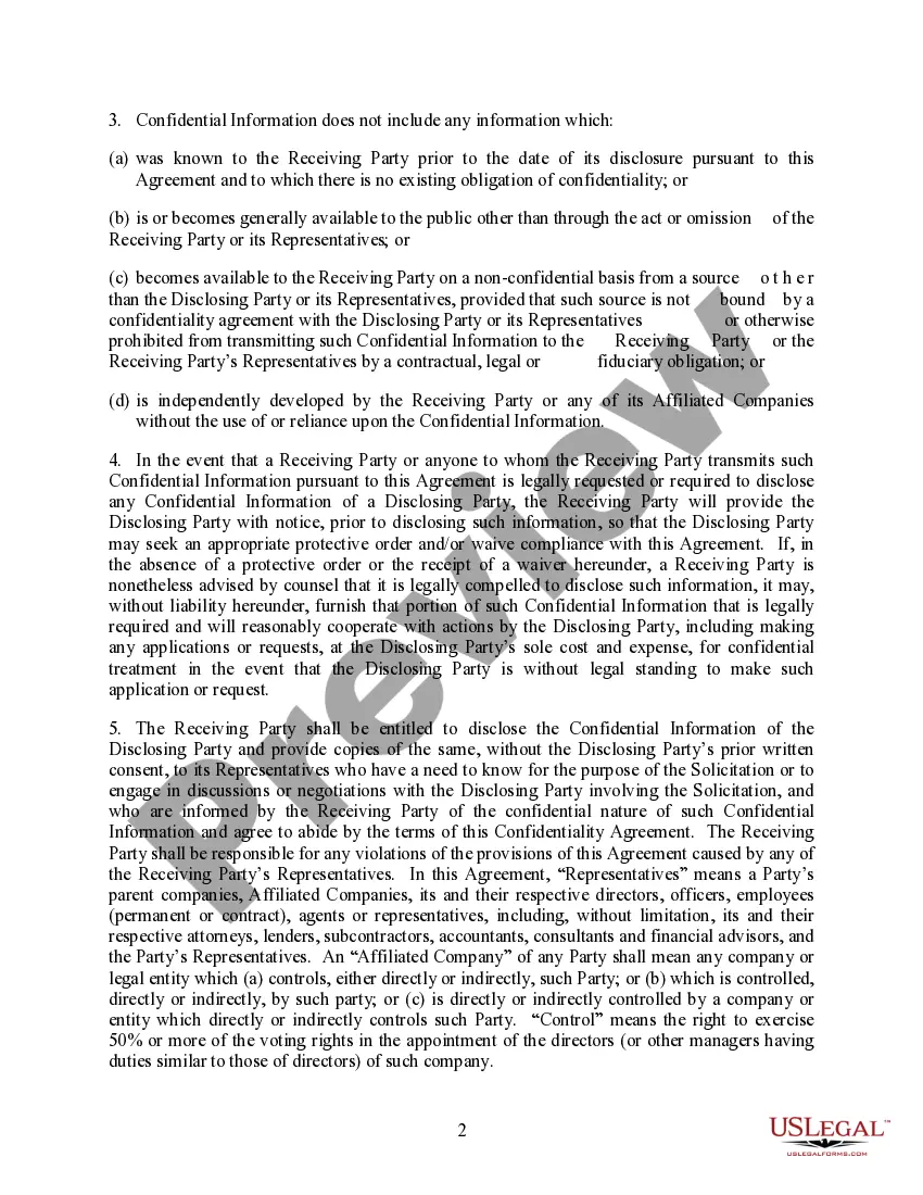 Preview Confidentiality Agreement between a Gas and Electric Utility Company and a Developer specifically for Non-Pipes Alternative Solicitation