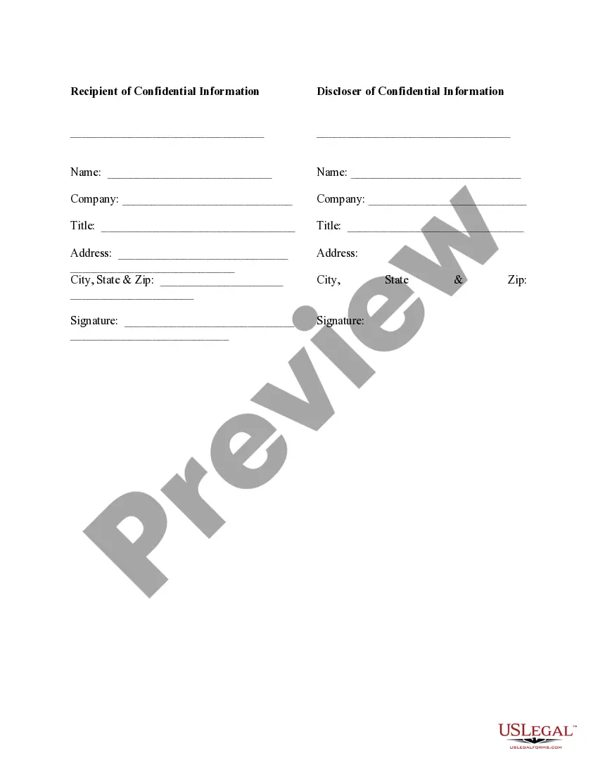 Preview Confidentiality Agreement - General