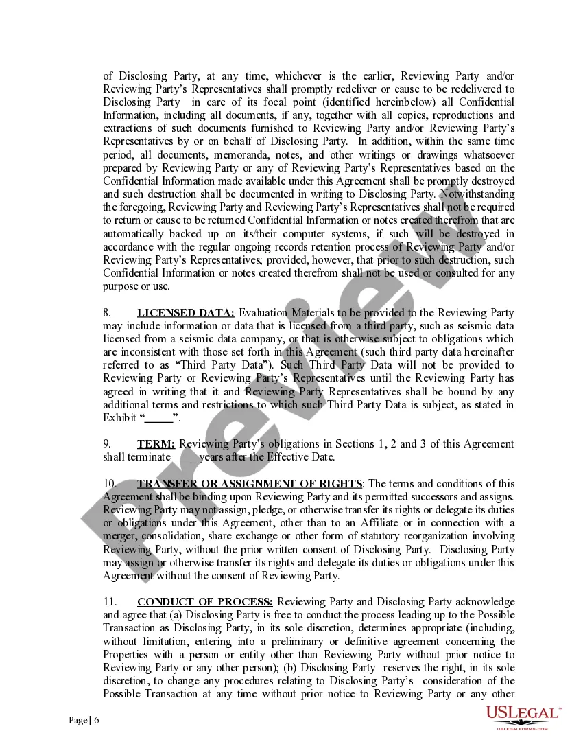 Get Confidentiality Agreement for Offshore Operations with Limited Disclosure Clause Preview Confidentiality Agreement for Offshore Operations with Limited Disclosure Clause