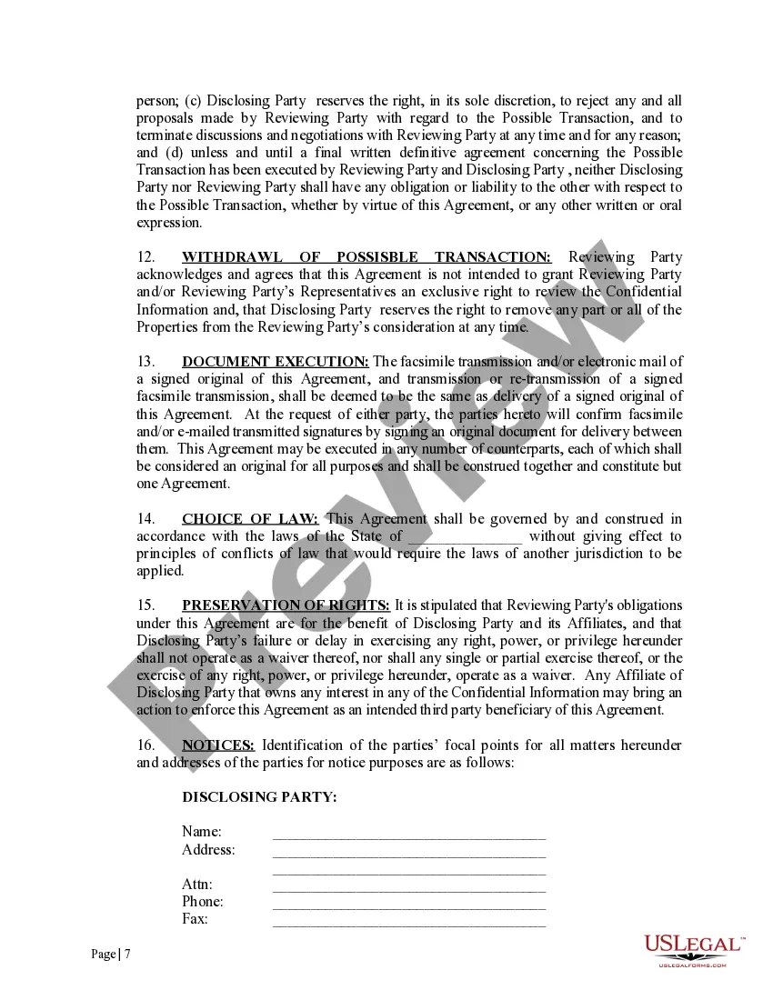 Get Confidentiality Agreement for Offshore Operations with Limited Disclosure Clause Preview Confidentiality Agreement for Offshore Operations with Limited Disclosure Clause