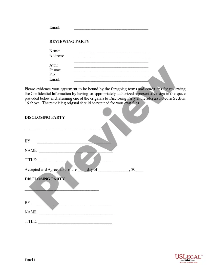 Get Confidentiality Agreement for Offshore Operations with Limited Disclosure Clause Preview Confidentiality Agreement for Offshore Operations with Limited Disclosure Clause