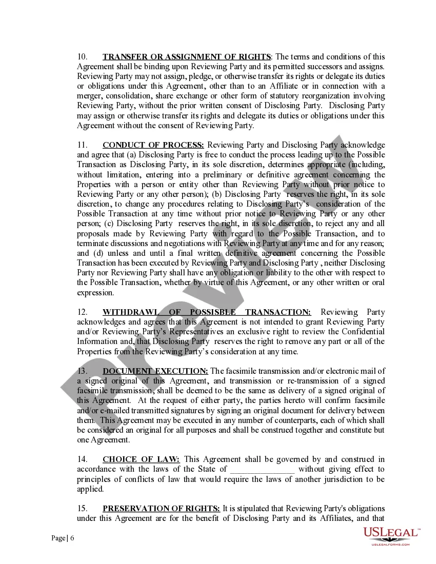 Preview Confidentiality Agreement for Offshore Operations without Limited Disclosure Clause