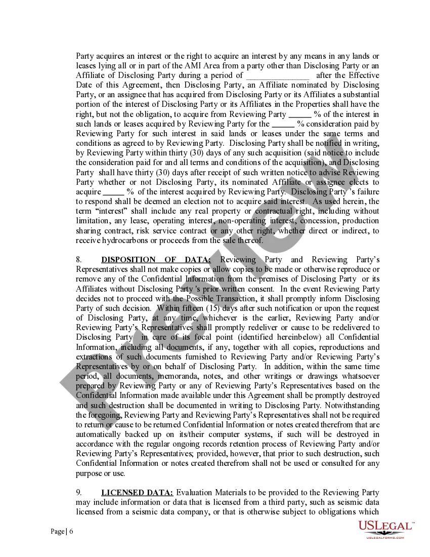 Preview Confidentiality Agreement for Offshore Operations with Limited Disclosure Clause