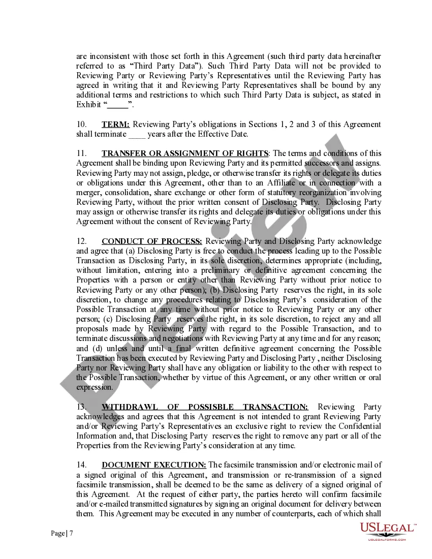 Preview Confidentiality Agreement for Offshore Operations with Limited Disclosure Clause