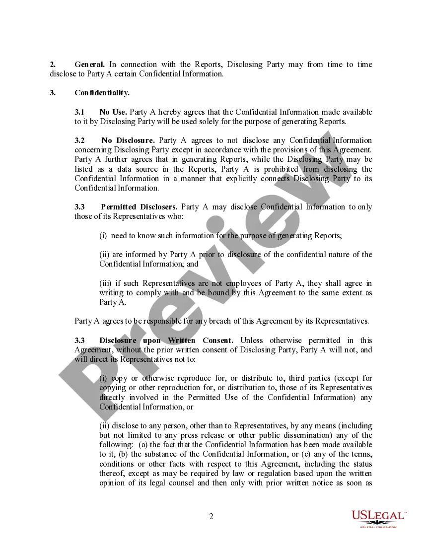 Preview Confidentiality Agreement and Non-Disclosure between Party and Healthcare Provider for purposes of creating a Community Health Needs Assesment and Other Reports