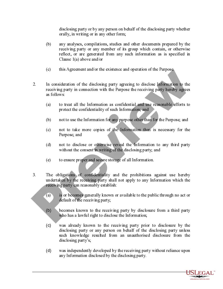 Preview Confidentiality Agreement between Parties for Evaluation for Potential Business Venture
