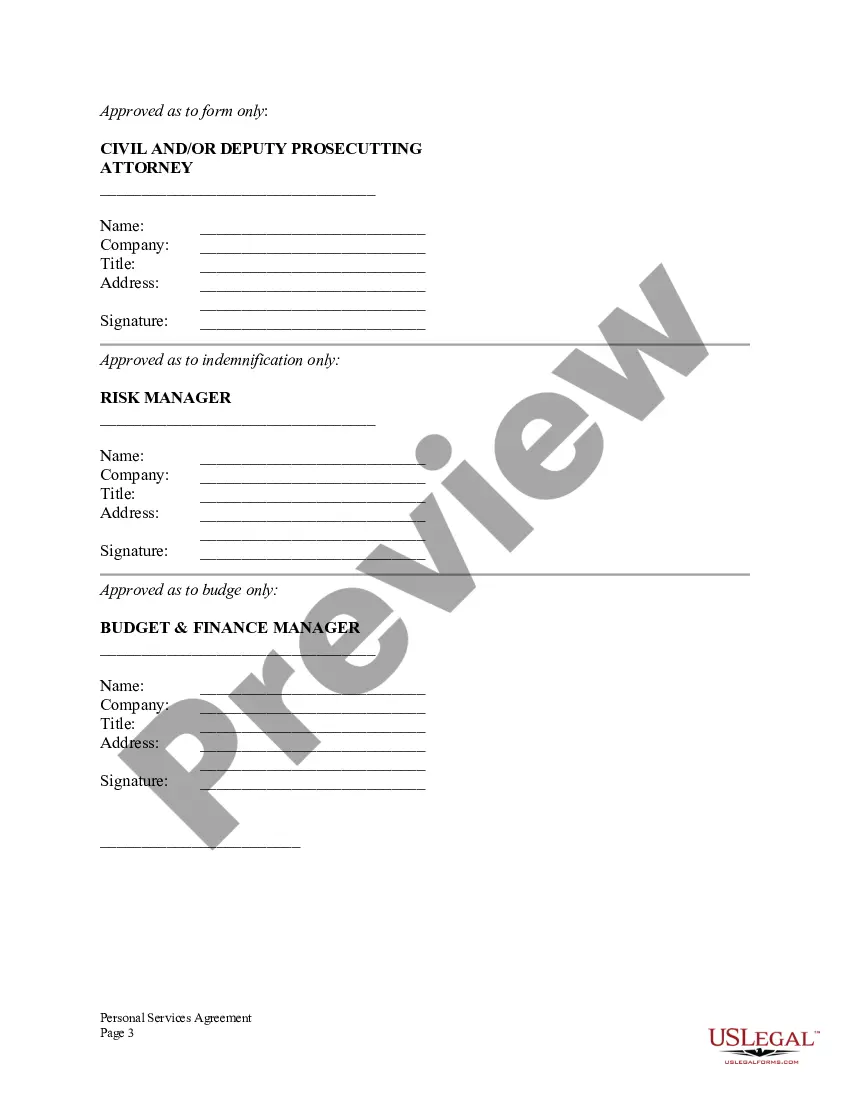 Preview Personal Services Agreement for Independent Contractor and County