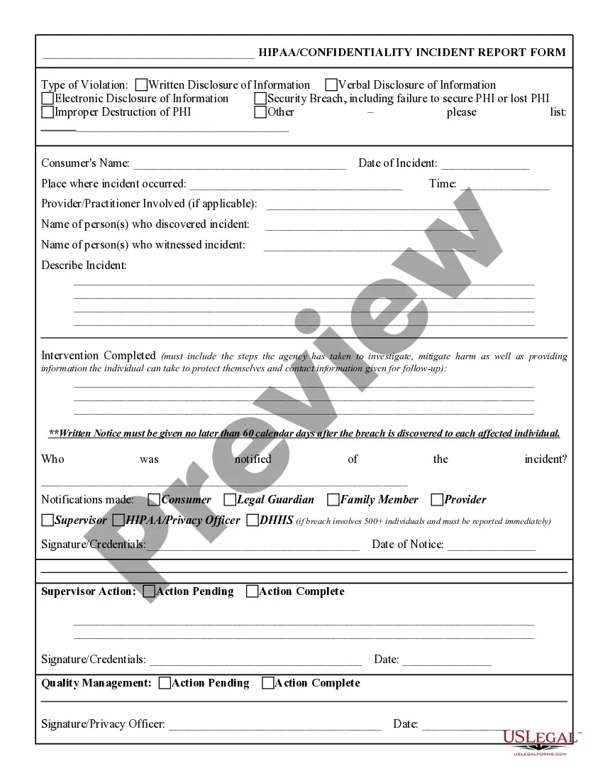Preview HIPPA Violation Report Form