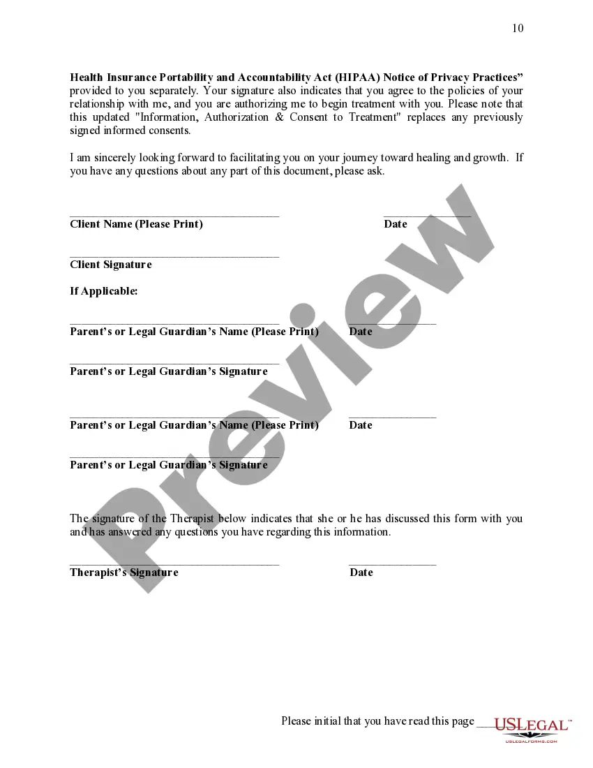Get Informed Consent & Authorization for Traditional and Virtual Counseling Preview Informed Consent & Authorization for Traditional and Virtual Counseling