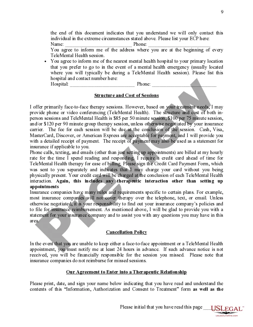 Get Informed Consent & Authorization for Traditional and Virtual Counseling Preview Informed Consent & Authorization for Traditional and Virtual Counseling