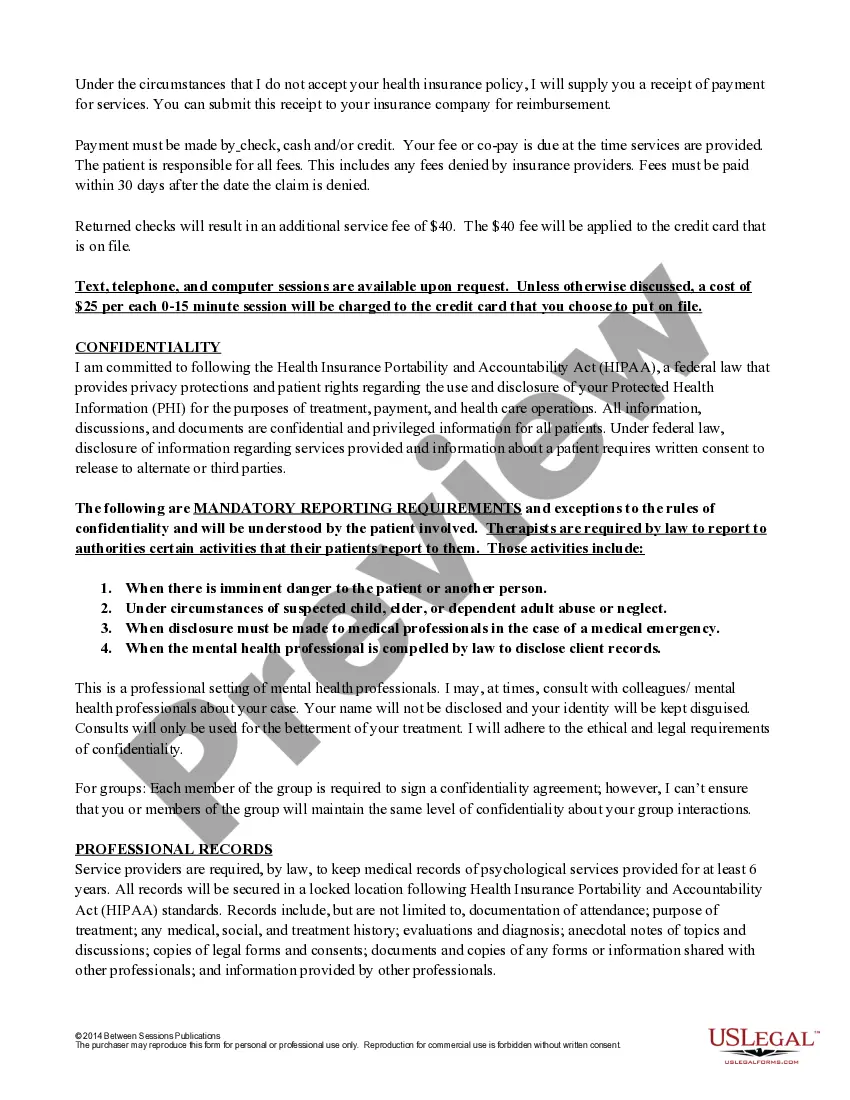 Get Informed Consent for Counseling Services for a Minor Preview Informed Consent for Counseling Services for a Minor