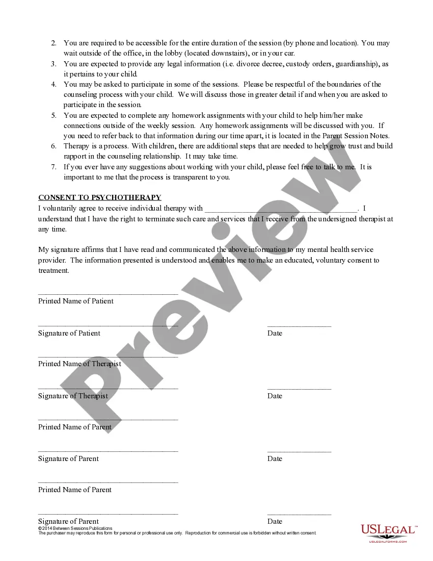 Get Informed Consent for Counseling Services for a Minor Preview Informed Consent for Counseling Services for a Minor