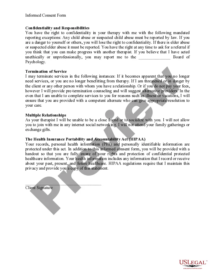Get Informed Consent for Counseling Services with References Preview Informed Consent for Counseling Services with References