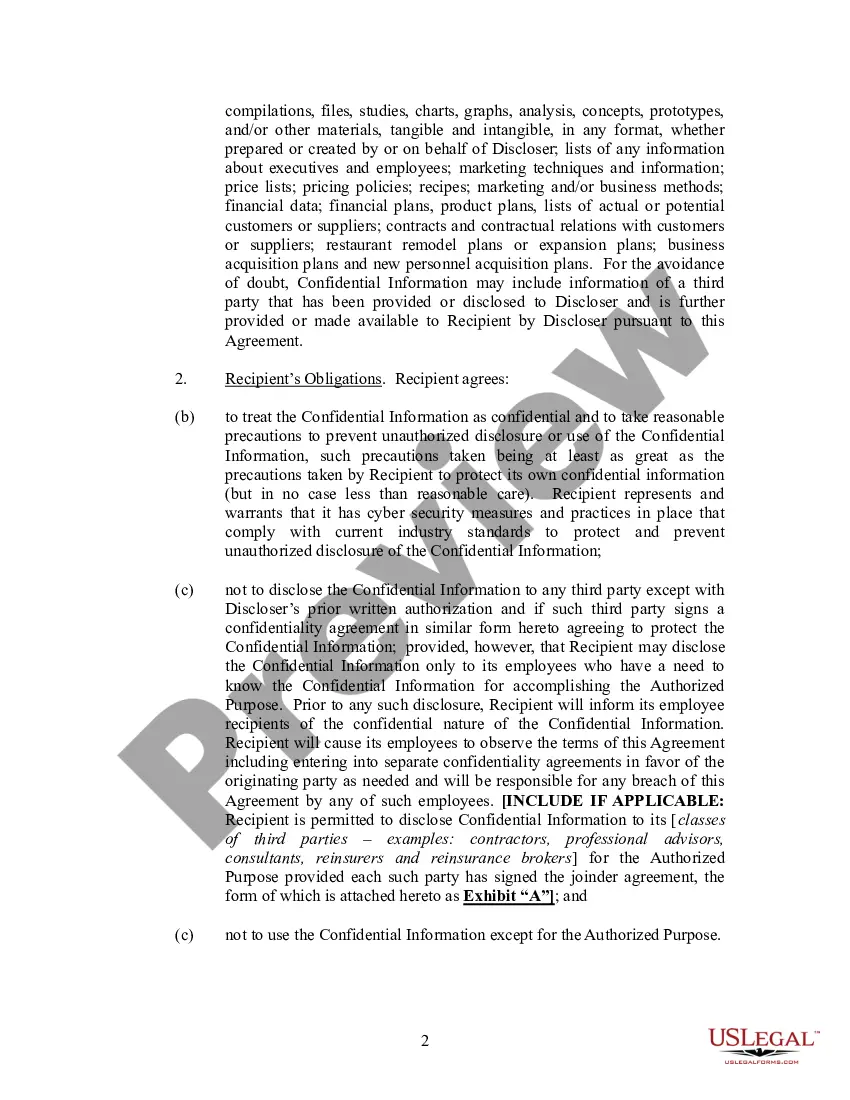 Get Confidential Disclosure Agreement and Joiner to Confidential Disclosure Agreement Preview Confidential Disclosure Agreement and Joiner to Confidential Disclosure Agreement