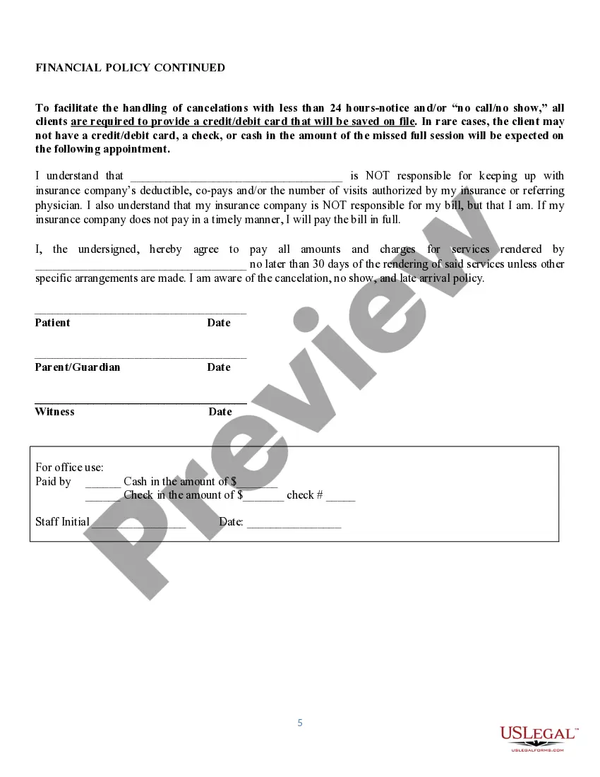 Preview Service Agreement for Mental Health Professional