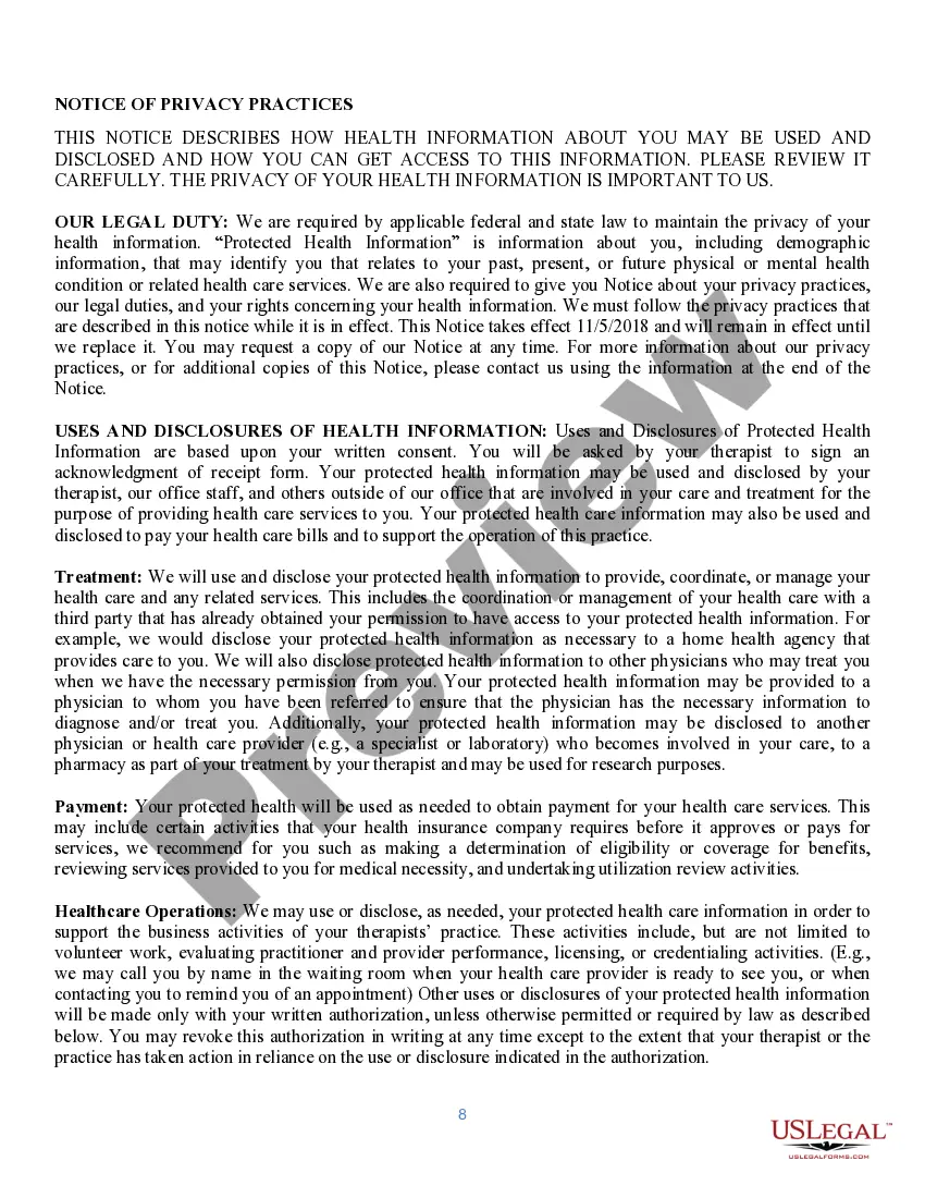 Preview Service Agreement for Mental Health Professional