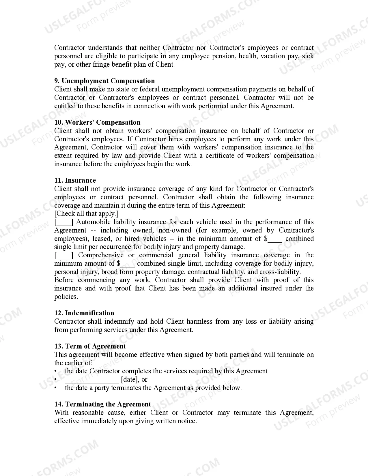 Preview Independent Contractor Agreement