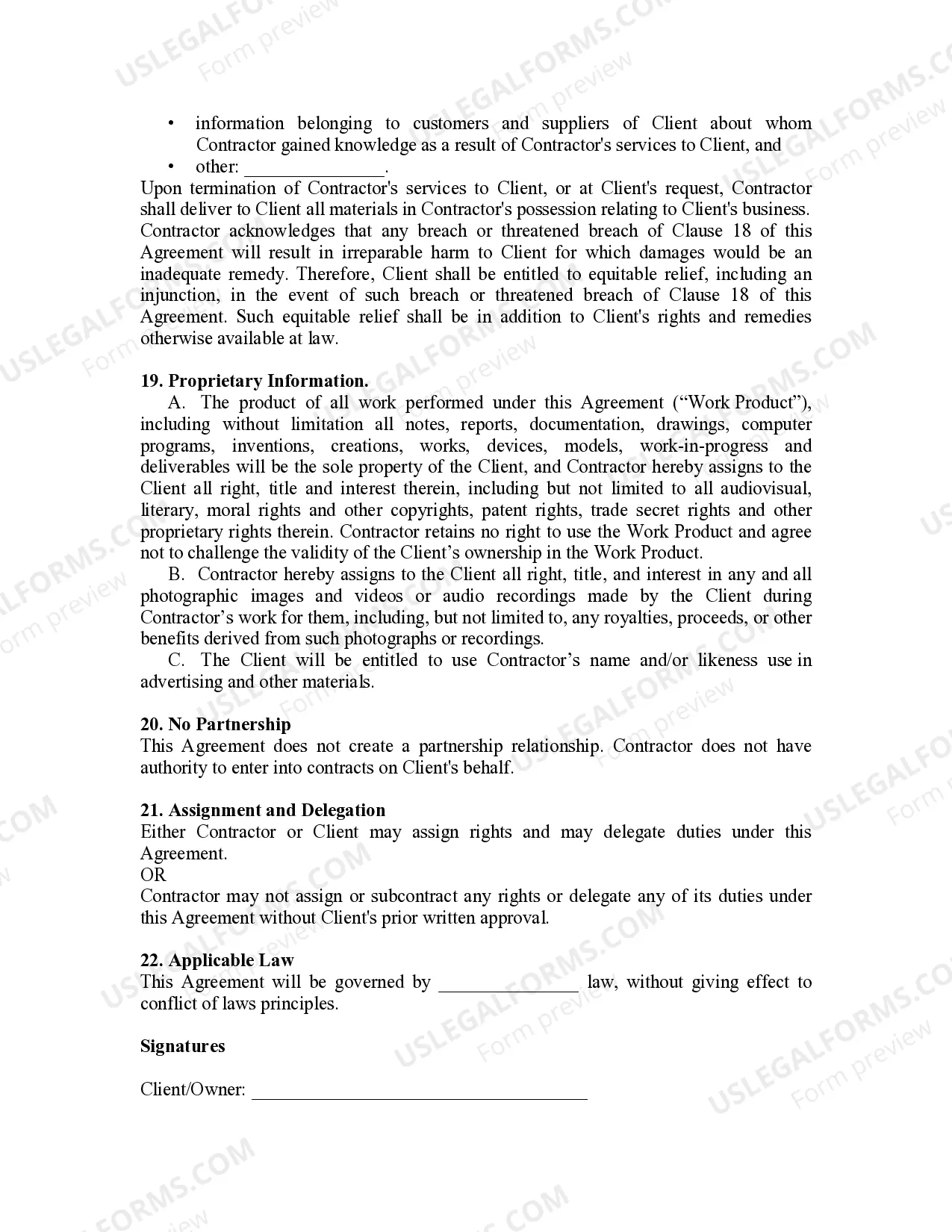 Preview Independent Contractor Agreement