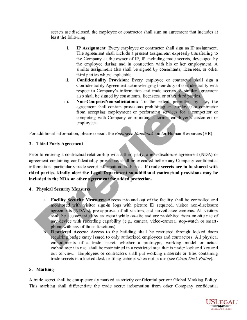 Preview Trade Secret Policy