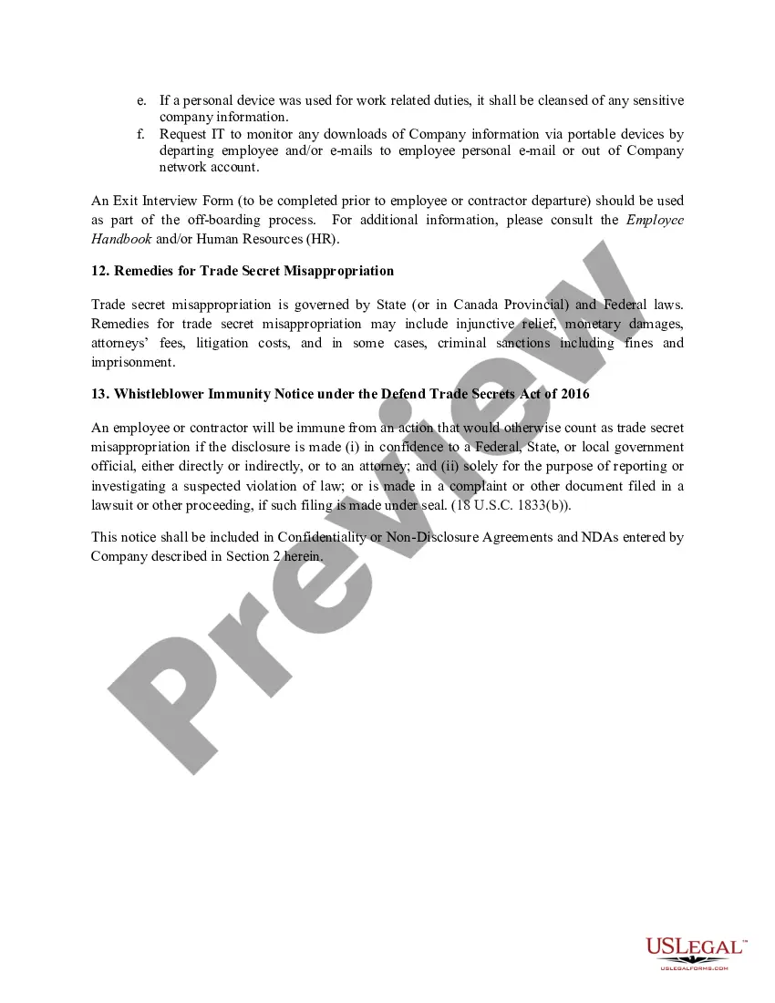 Preview Trade Secret Policy