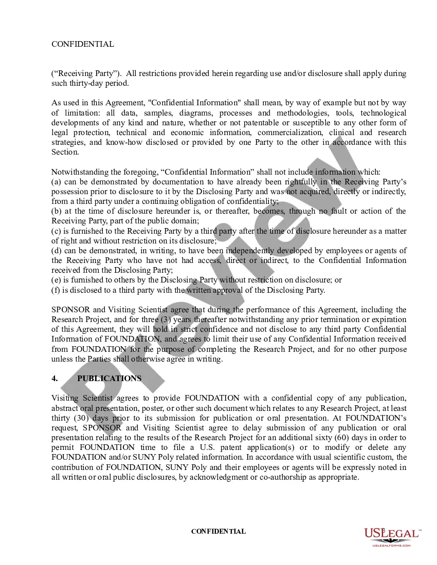 Get Visiting Scientist Agreement for Visitation to College Research Foundation Preview Visiting Scientist Agreement for Visitation to College Research Foundation