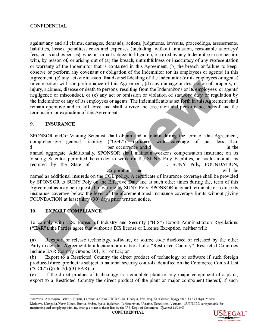 Get Visiting Scientist Agreement for Visitation to College Research Foundation Preview Visiting Scientist Agreement for Visitation to College Research Foundation