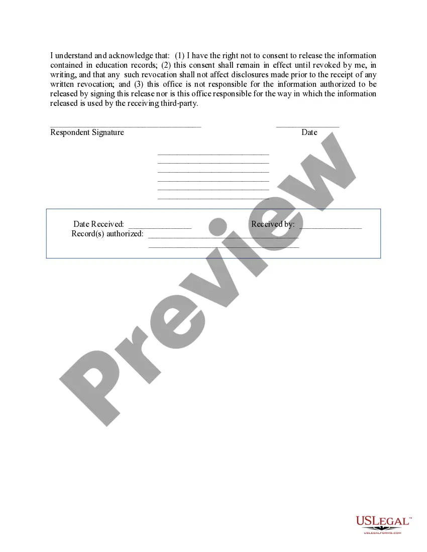 Preview Waiver of Confidentiality for Educational Records from a College or University