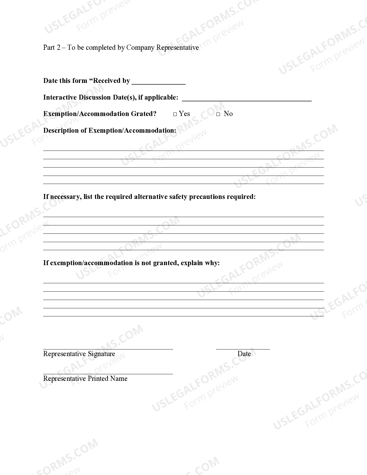 Request for Waiver for COVID-19 Vaccine Religious Exemption Form for an ...
