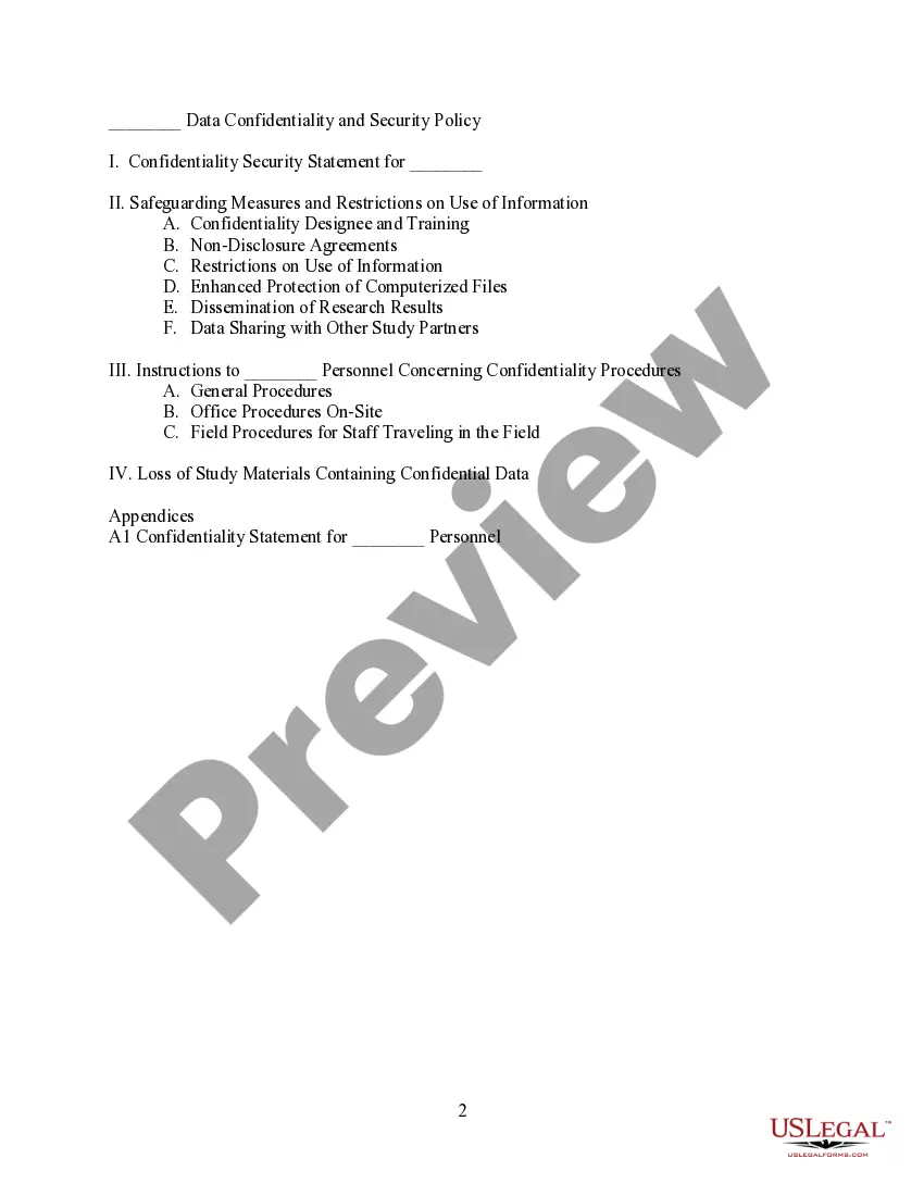 Get Data Confidentiality and Security Statement with Confidentiality Statement of Understanding - Preview Data Confidentiality and Security Statement with Confidentiality Statement of Understanding -