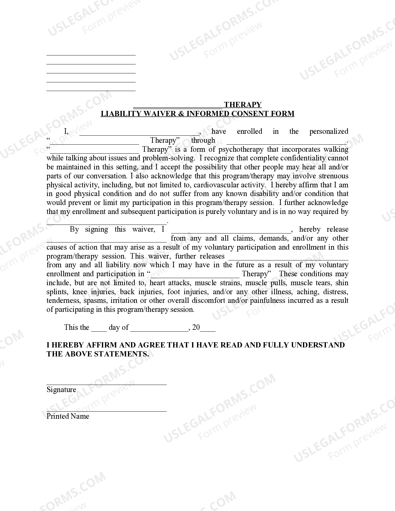 Liability Waiver for