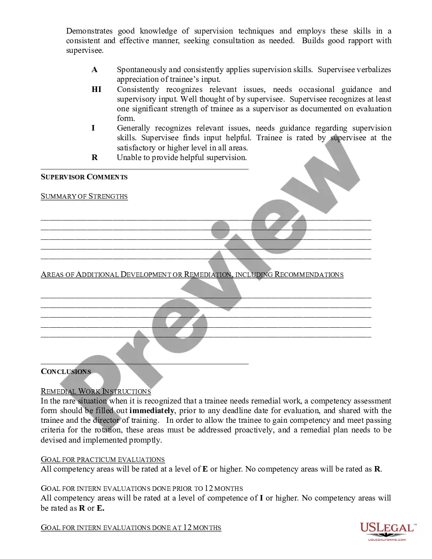 Get Assessment Form for Psychology Trainee Competency Evaluation Preview Assessment Form for Psychology Trainee Competency Evaluation
