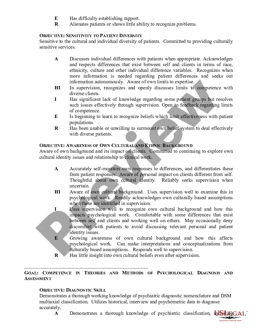 Get Assessment Form for Psychology Trainee Competency Evaluation Preview Assessment Form for Psychology Trainee Competency Evaluation